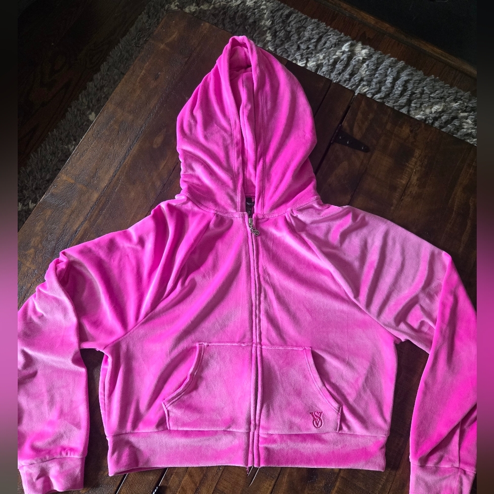 Victorias Secret Gorgeous Bright Pink Soft Hoodie Size XS